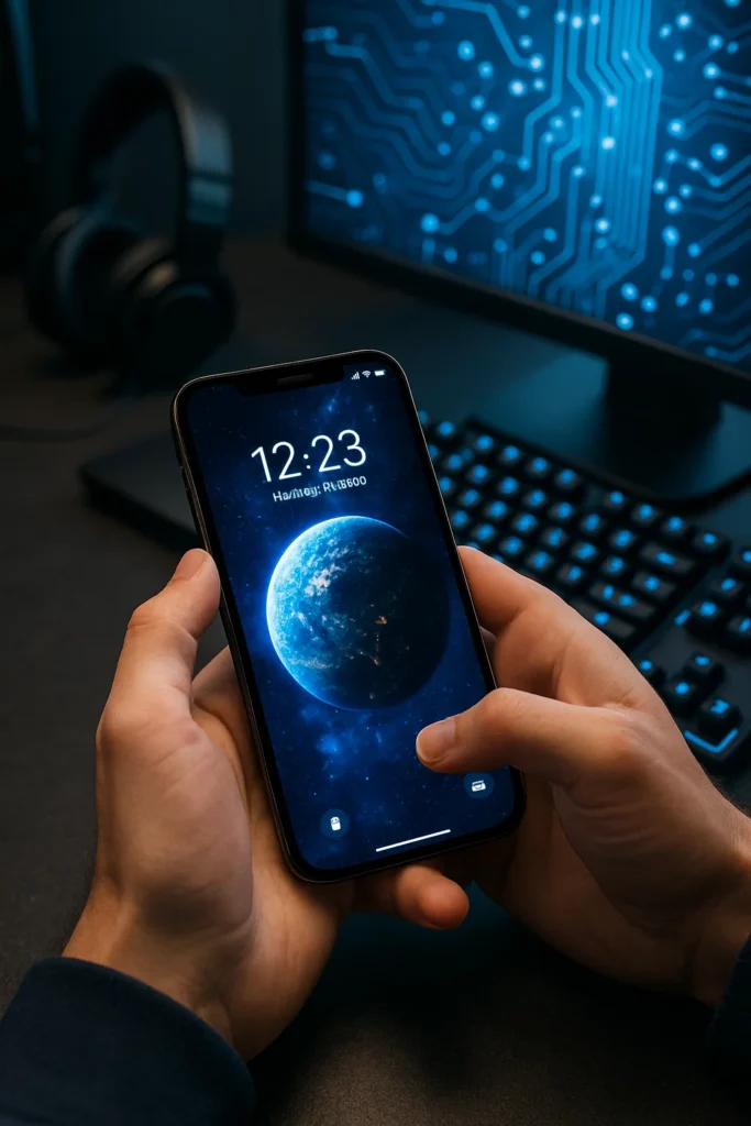 A person using Iphone image