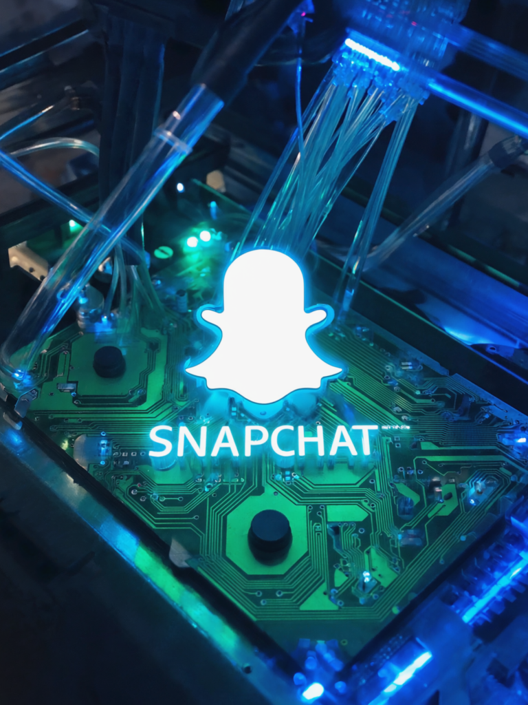 Snapchat image having cool techie background