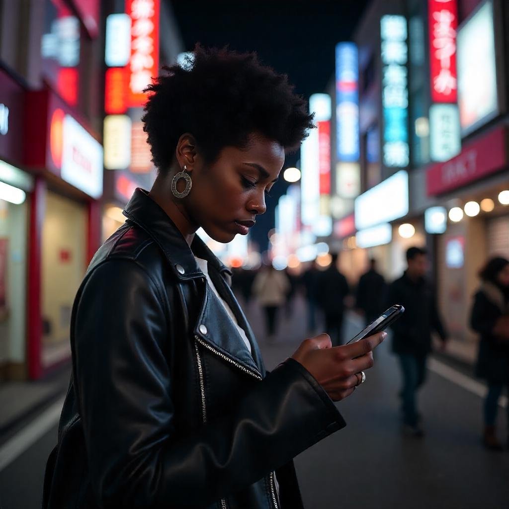 An image showing a girl using phone 