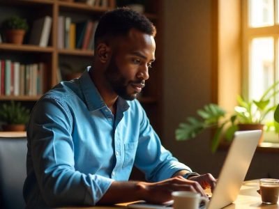 A person using his laptop and doing his work
