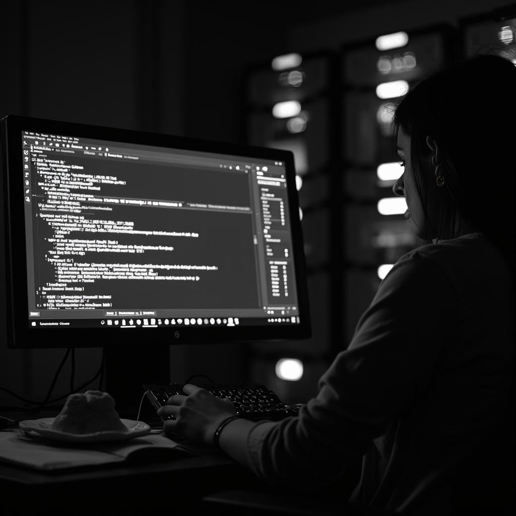 A person using laptop which is attacked by virus