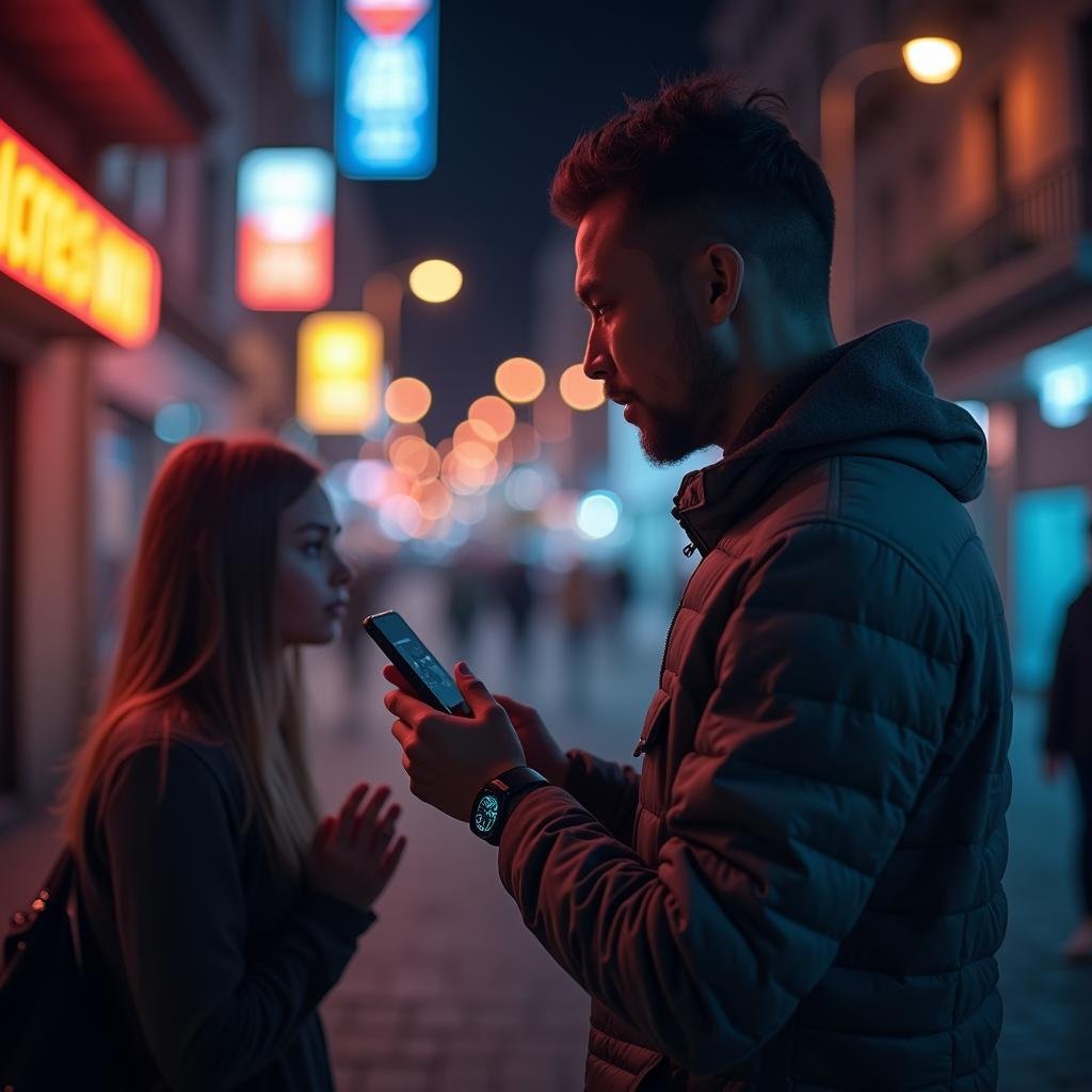 A person talking with his friend and his voice getting recorded and processed for storing information in the backend