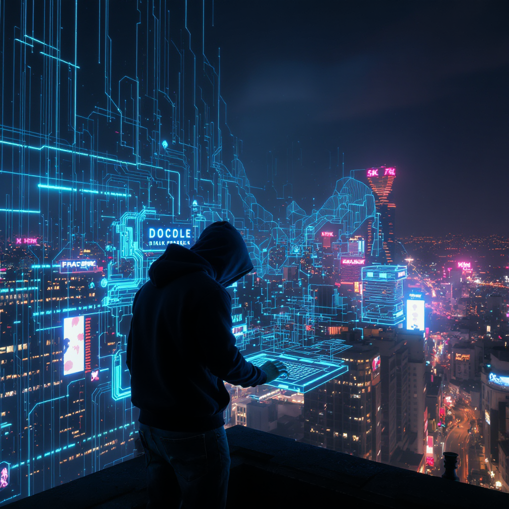 An image of a person doing cyberattack on user computer