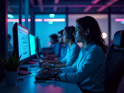 An image of employees working in their office