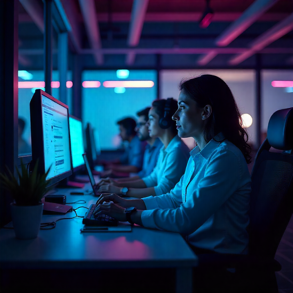 An image of employees working in their office