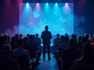 An image of a CEO addressing his company's employees