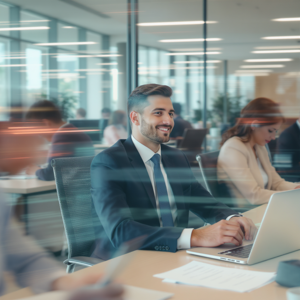 A man doing work in his office using AI tool
