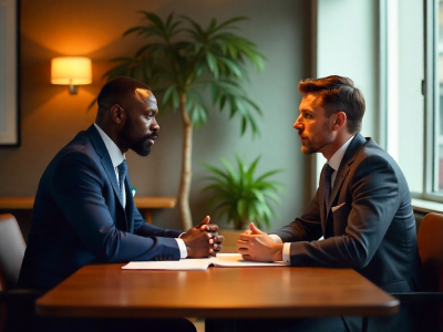 A man discussing AI related topics with his colleague