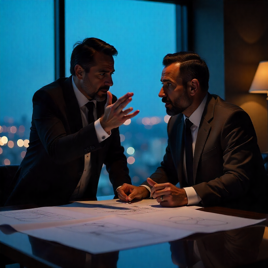 A man discussing AI related topics with his colleague