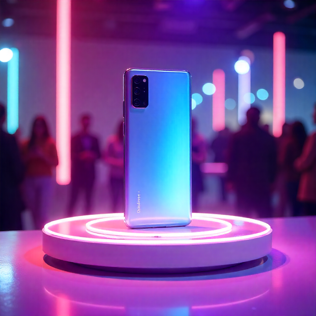 An image of a new phone getting launched in an event