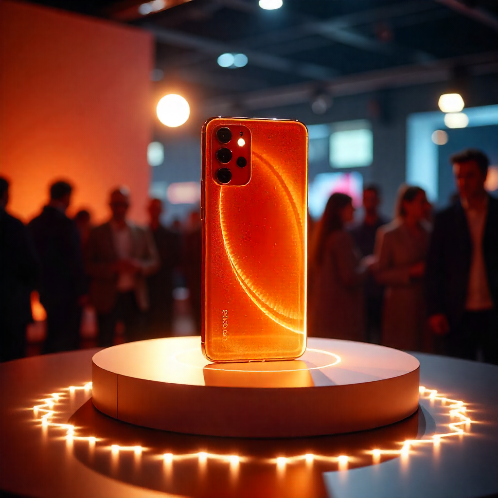An image of a new phone getting launched in an event
