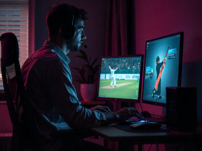 An image of a person playing online games