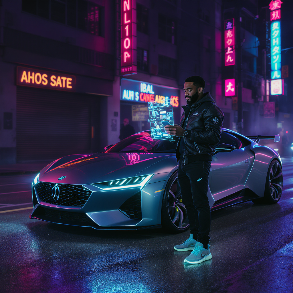A customer unlocking his car using cell phone