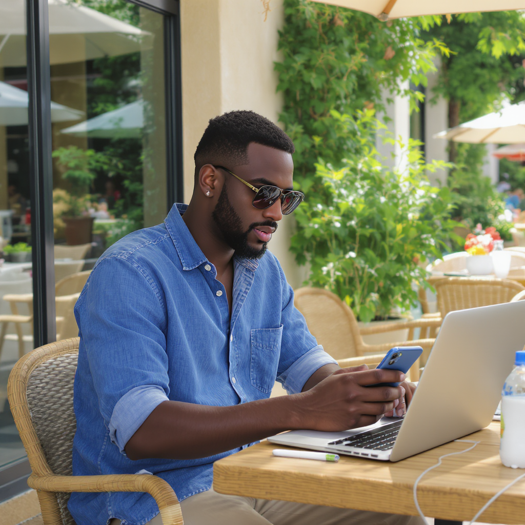A man using his iphone and giving commands to siri