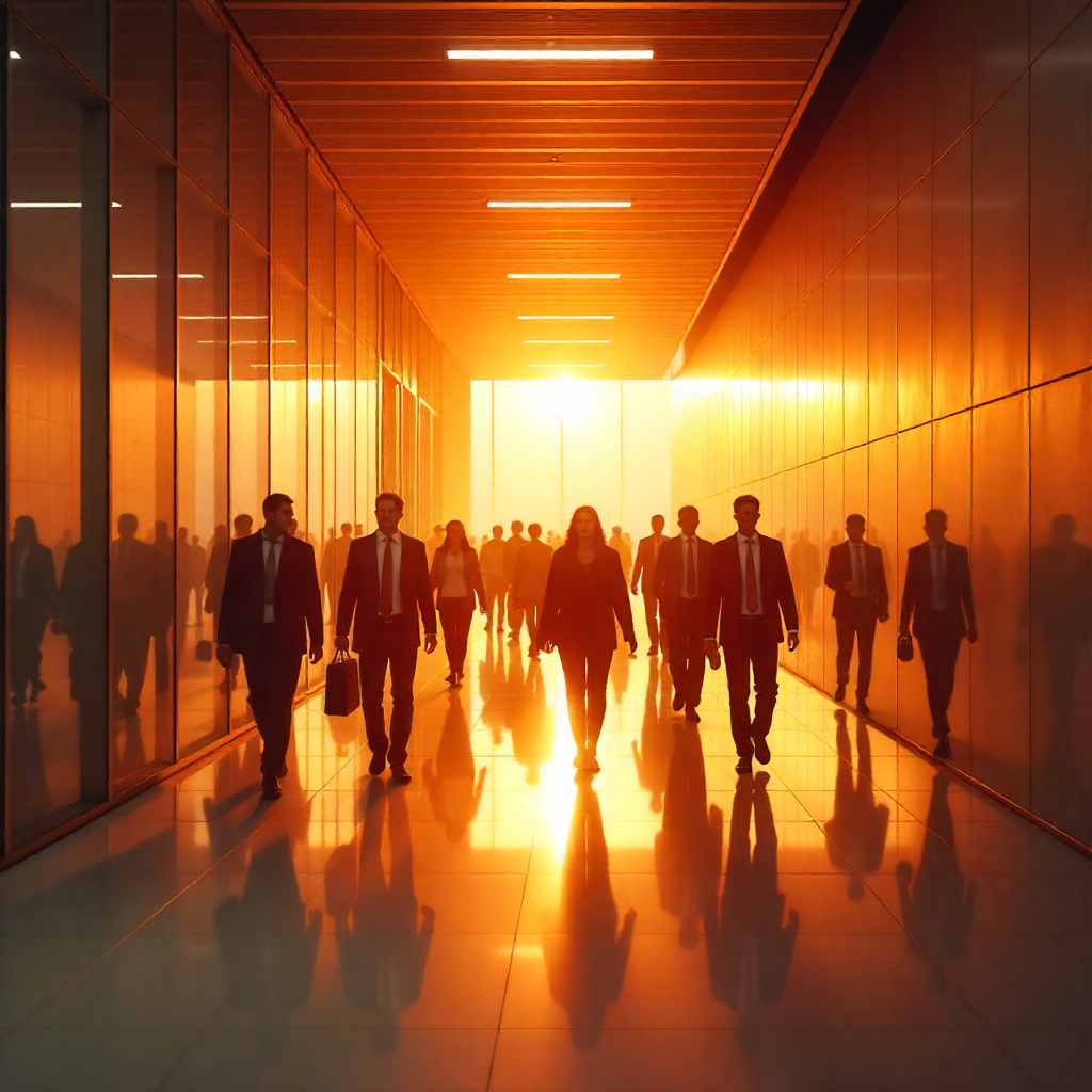 A group of people going to office for work