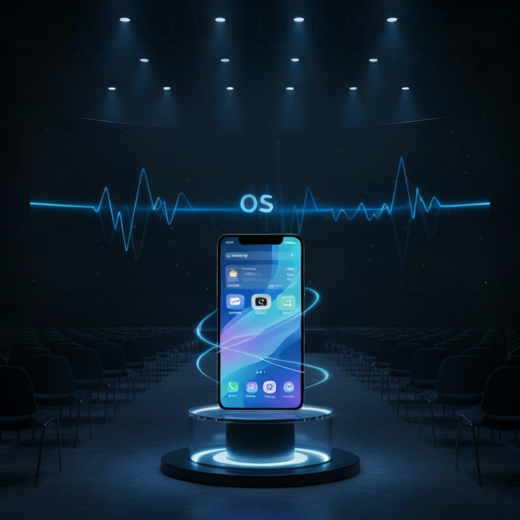 A smartphone displaying the new operating system