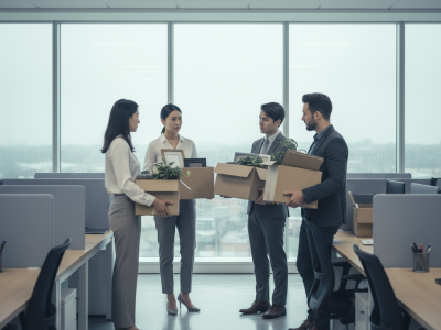 An image of an IT company where people are being laid off due to AI technology