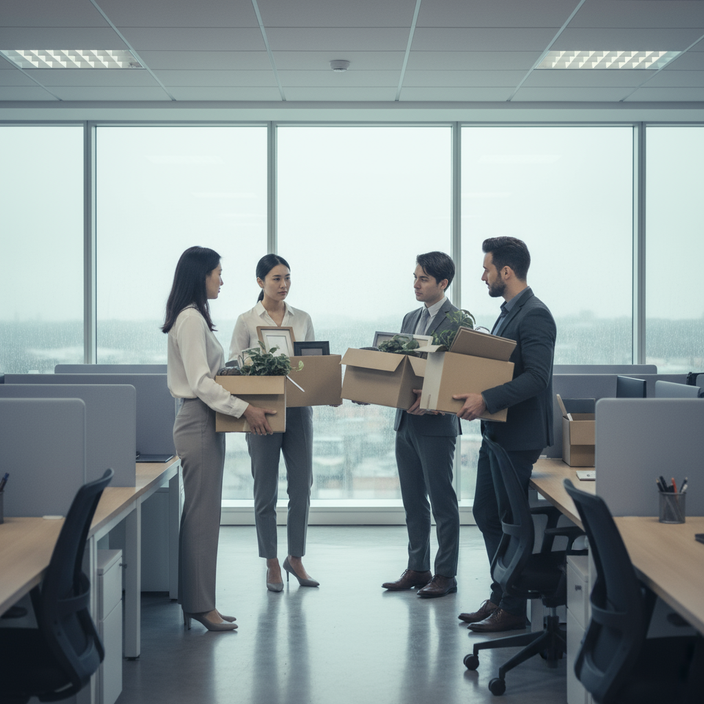 An image of an IT company where people are being laid off due to AI technology