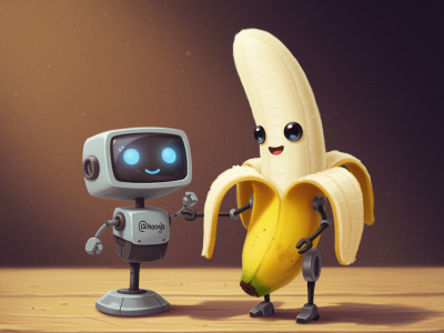 A digital image of a nano banana model being used