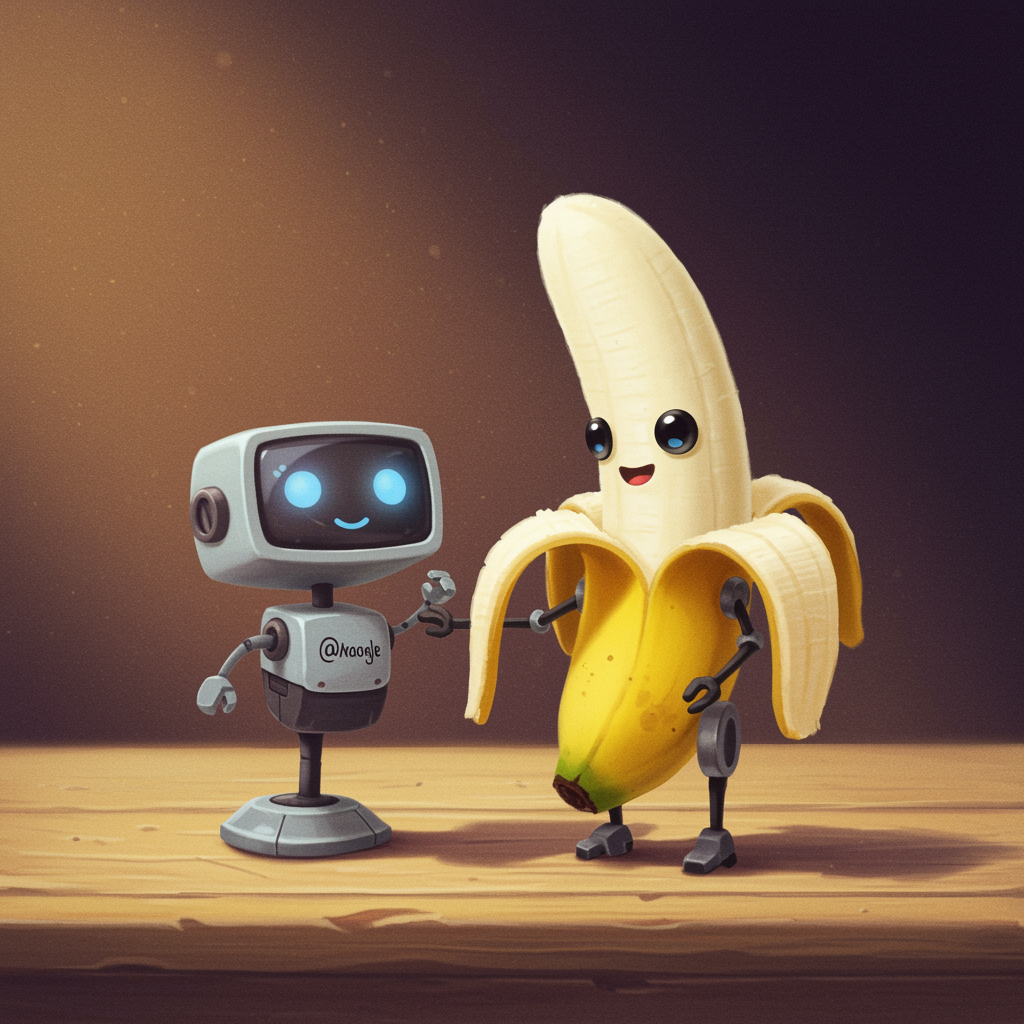 A digital image of a nano banana model being used