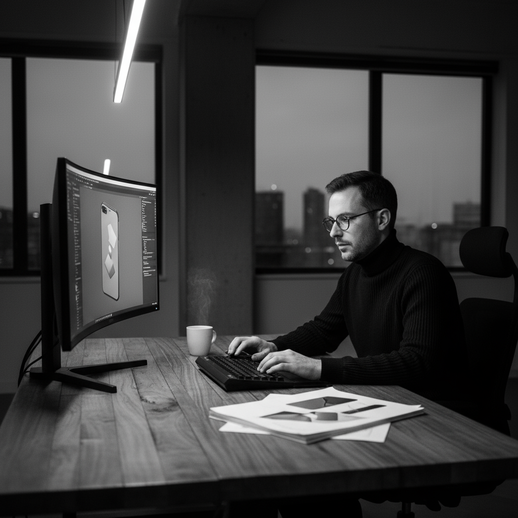 A person who is industrial designer and doing his work