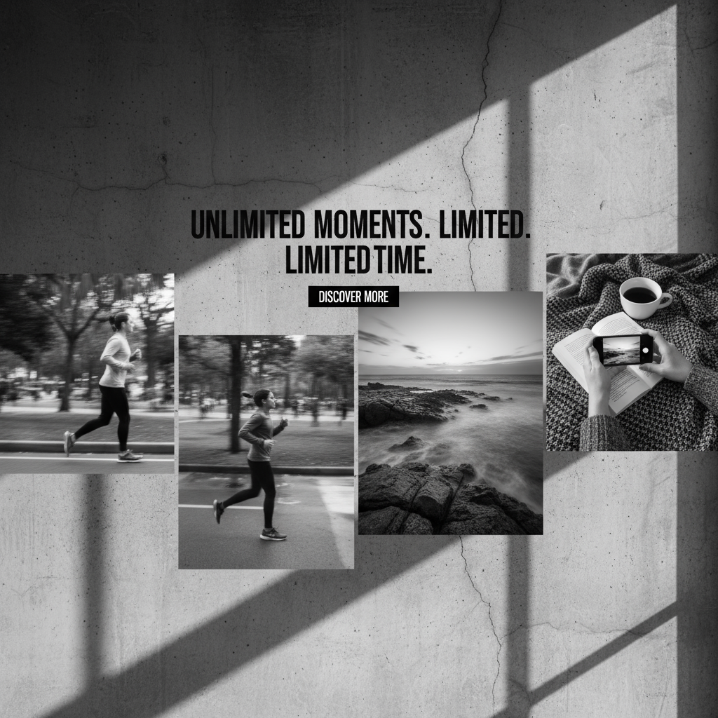 A visually striking smartphone sale promotion featuring a collage of lifestyle images showcasing the phone in various settings.