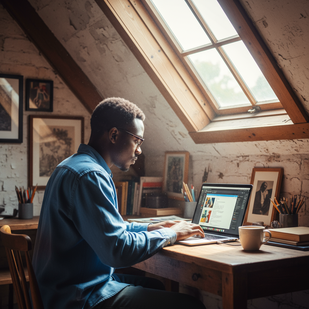 An image of a person using AI tool to do his work in office