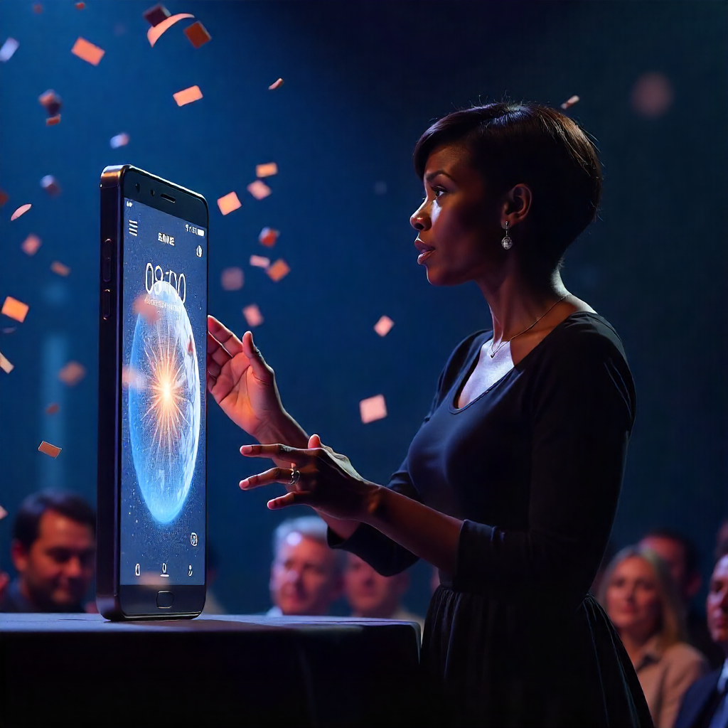 The demonstration of a new OS being launched