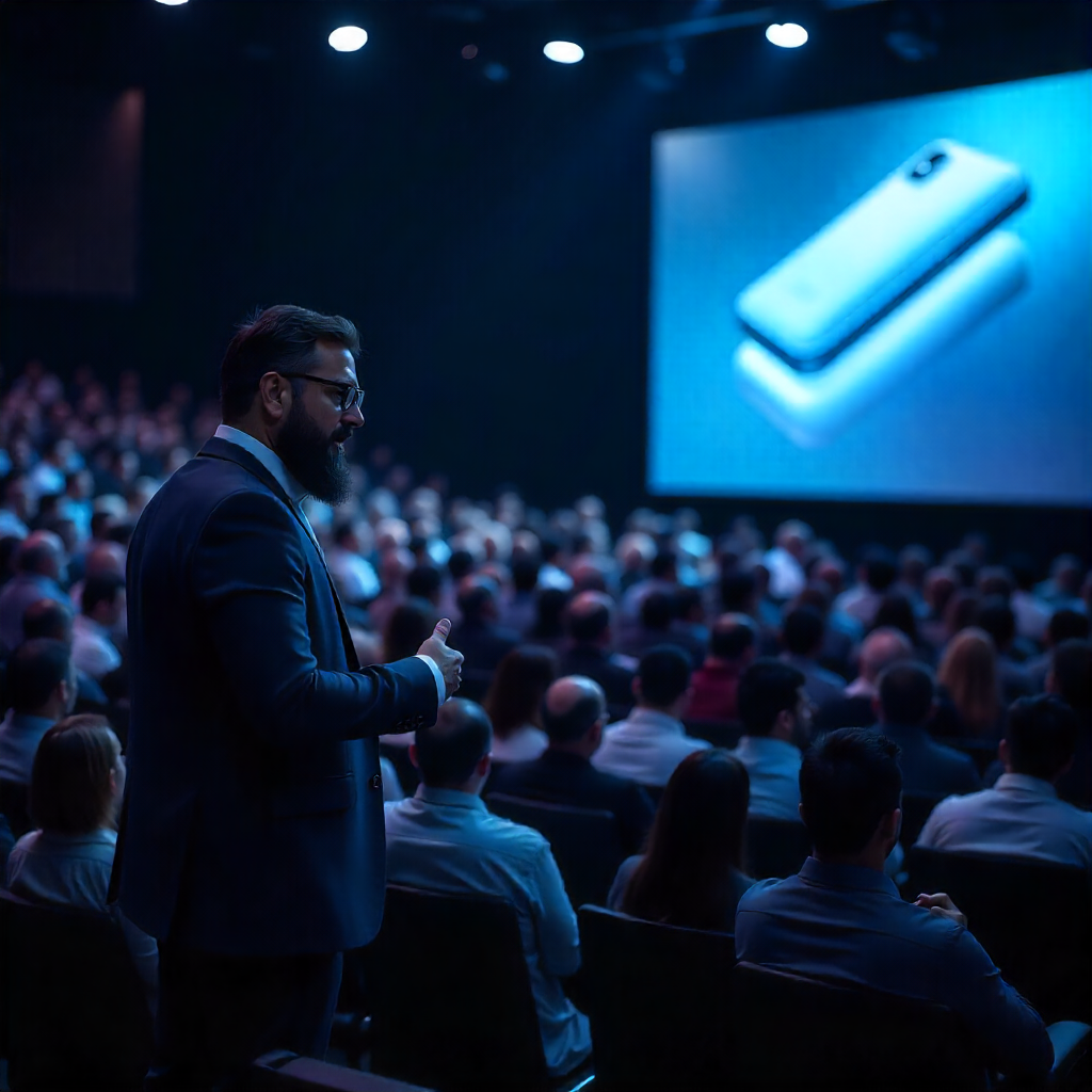 An image of a phone getting launched in an event