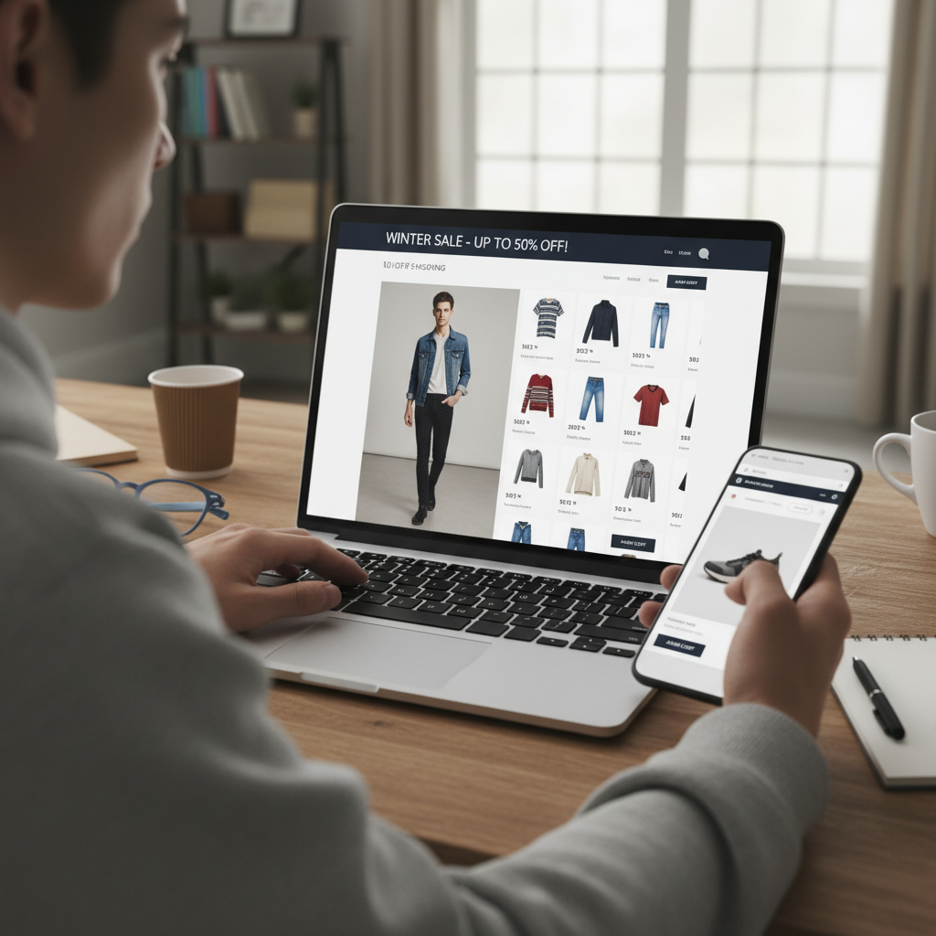 An image of a person using online e-commerce platform for shopping
