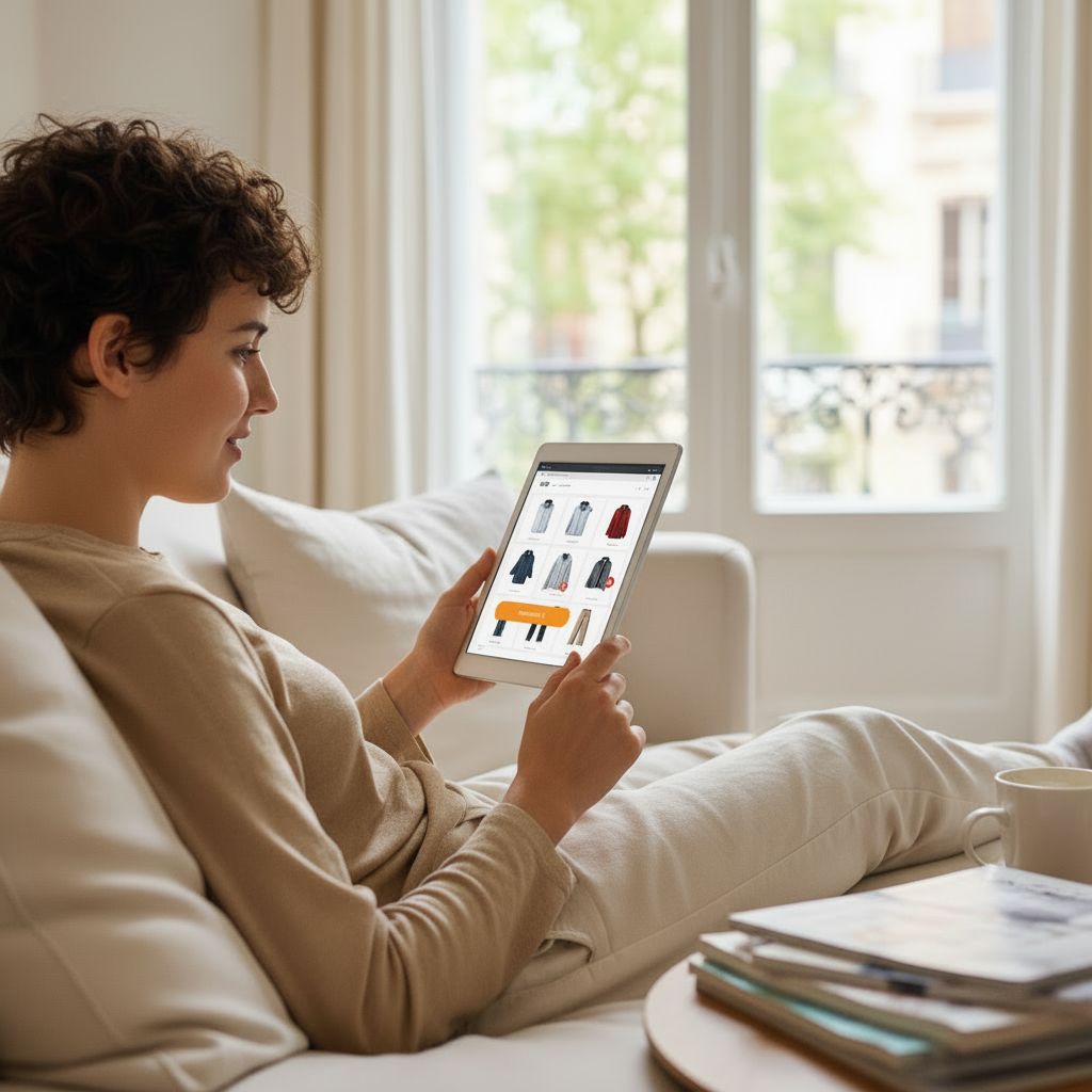 An image of a person using online e-commerce platform for shopping