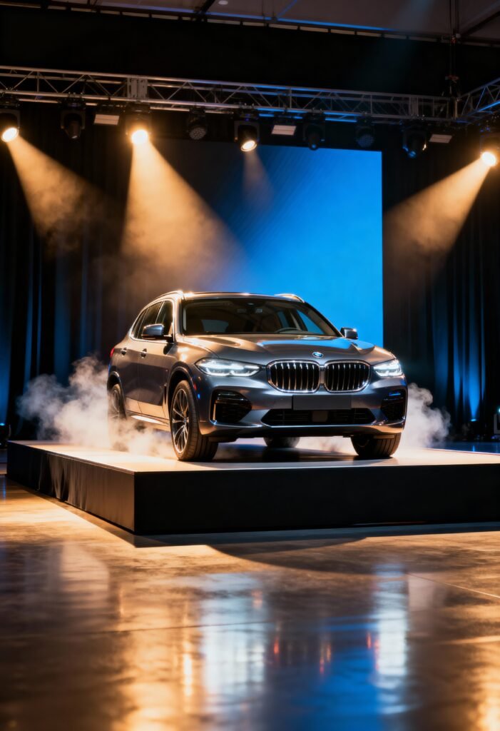 An image of a new car getting launched in an car event