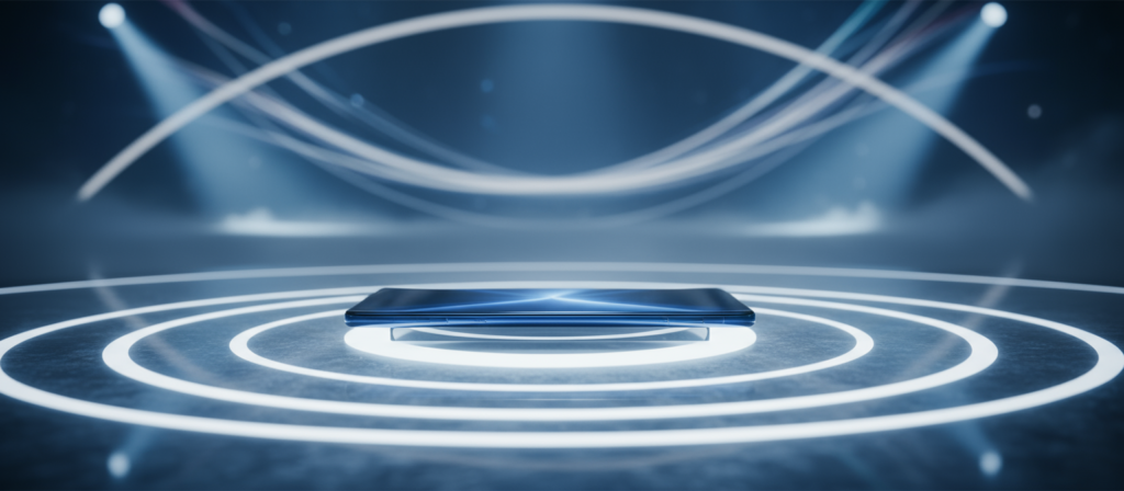 An image of a new phone getting launched in a conference hall