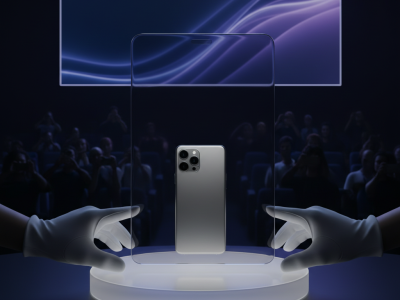 A new phone launch at a conference hall with lots of tech enthusiasts people around