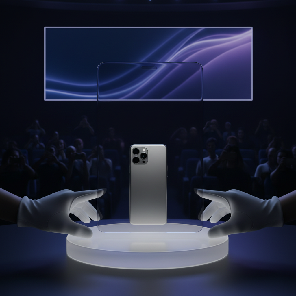 A new phone launch at a conference hall with lots of tech enthusiasts people around