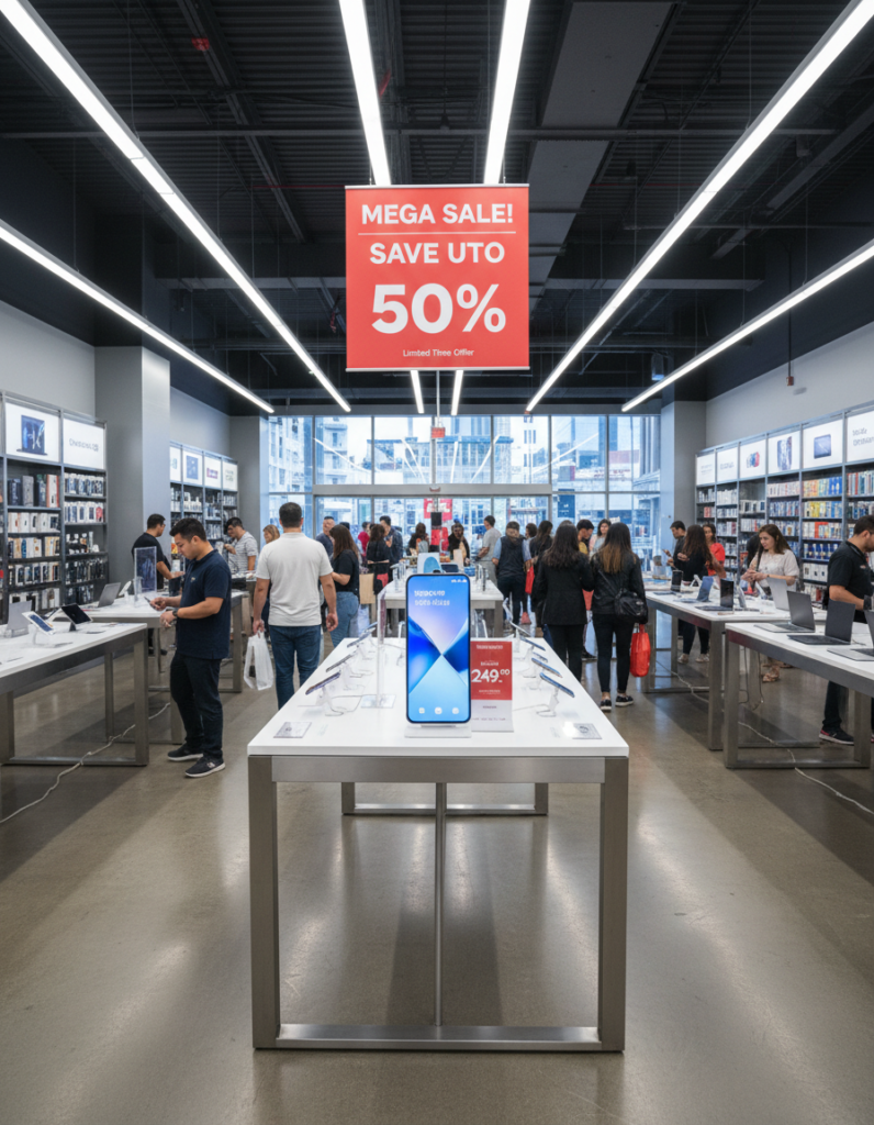 An image of an iPhone on Sale in a big shop