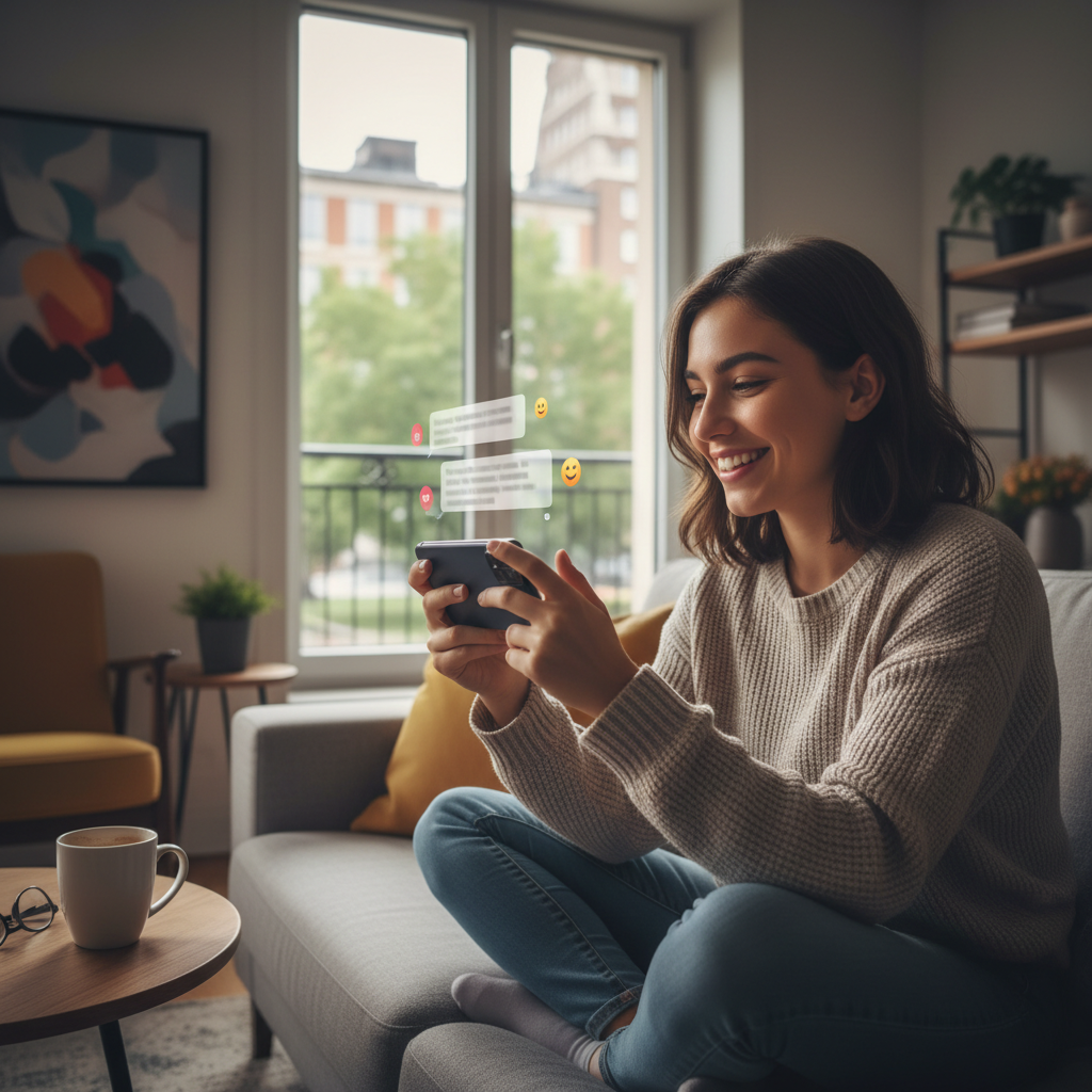 An image of a person using whatsapp and chatting with another person on whatsapp