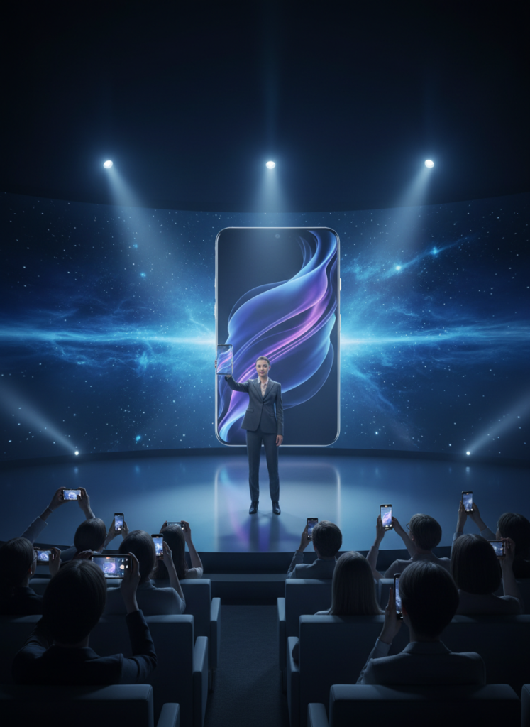 An image of a new phone being launched in the market with great features